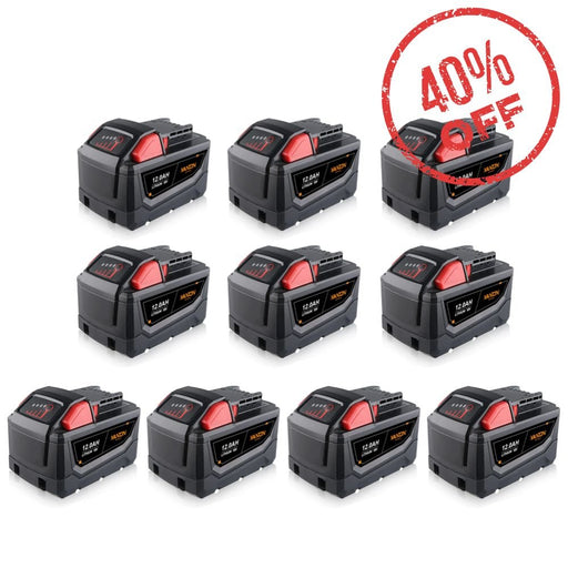 For Milwaukee 18V Battery 12Ah Replacemnt | M18 Batteries 10 Pack