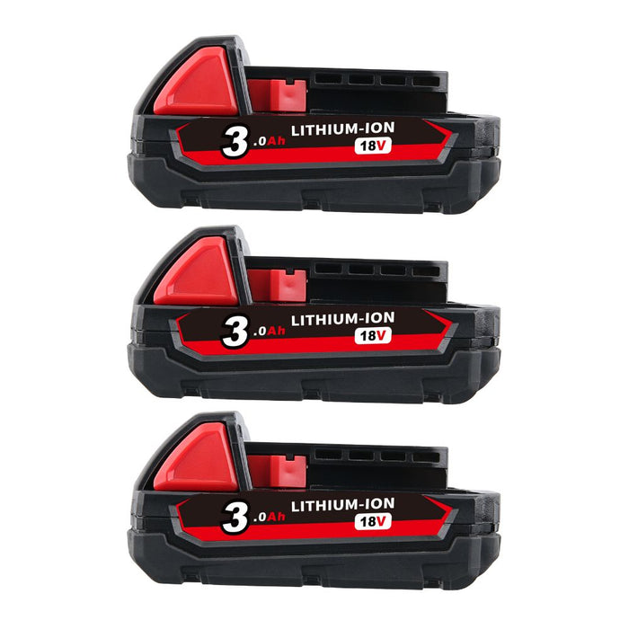 For Milwaukee 18V M18 3.0Ah Battery Replacement | Li-Ion Battery 3 Pack