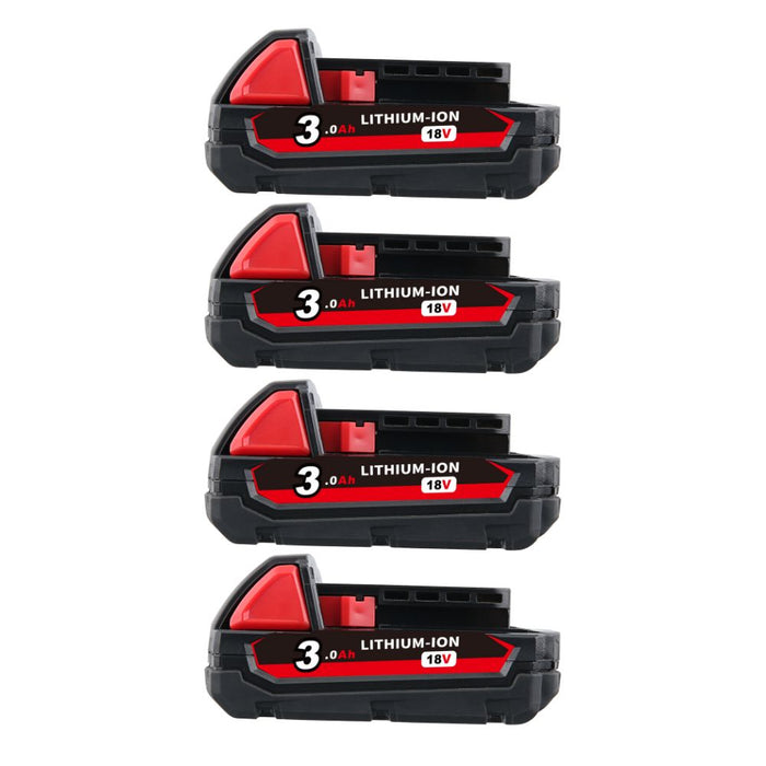 For Milwaukee 18V M18 3.0Ah Battery Replacement | Li-Ion Battery 4 Pack