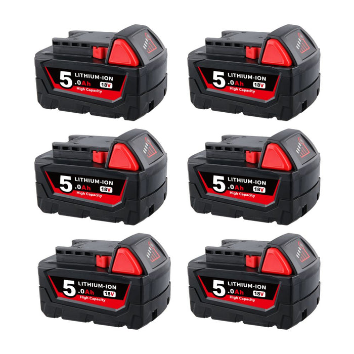 For Milwaukee 18V Battery 5Ah | M18 Batteries 6 Pack