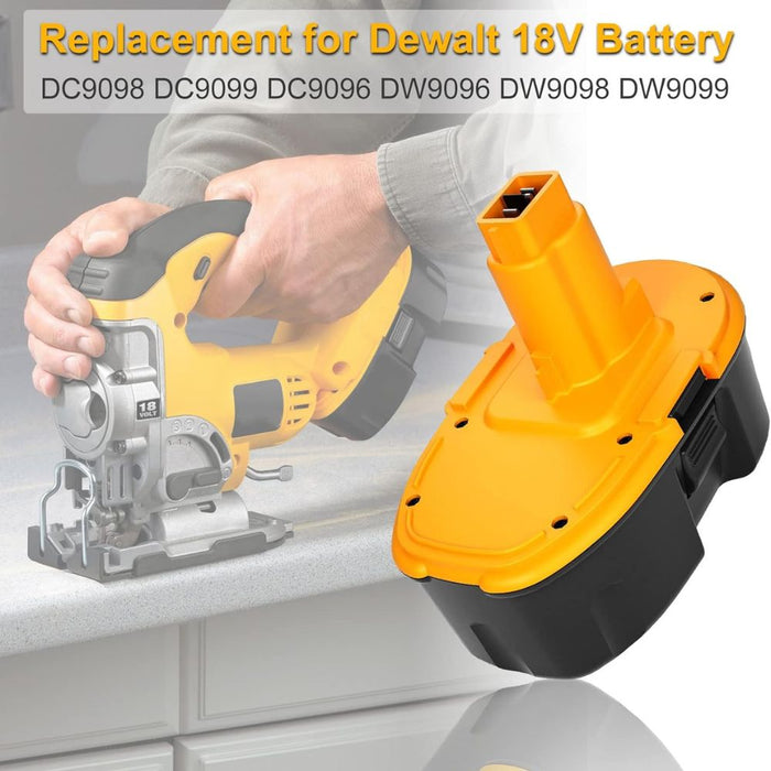 2 Packs 3.6Ah DC9096 Battery and DC9310 Charger Compatible with Dewalt 18V Battery DC9098 DC9099 DW9096