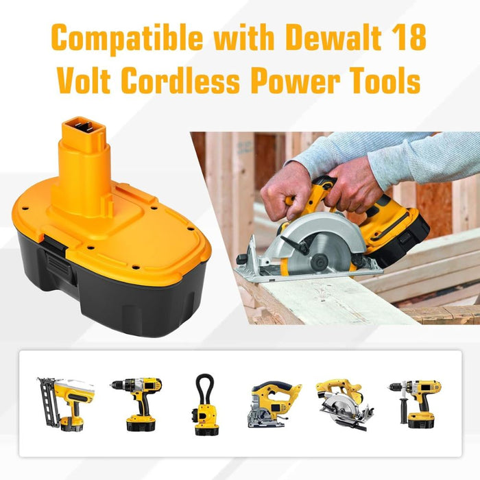2 Packs 3.6Ah DC9096 Battery and DC9310 Charger Compatible with Dewalt 18V Battery DC9098 DC9099 DW9096