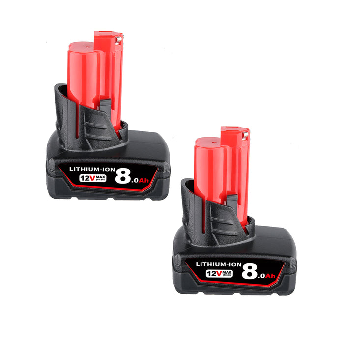 For Milwaukee 12V 8.0Ah Battery Replacement | M12 Battery 2Pack-B2G2
