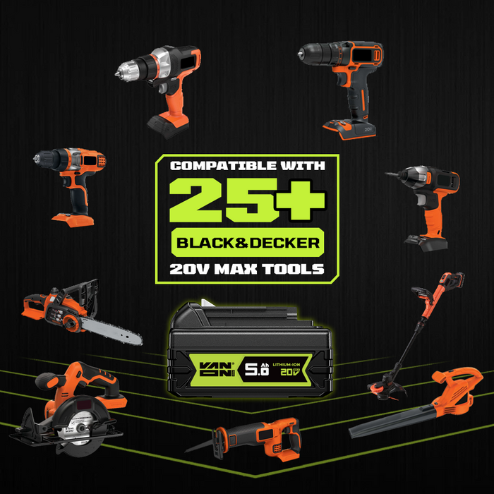 VANON PRO For Black and Decker 20V Max LBXR20 Battery 5Ah Replacement