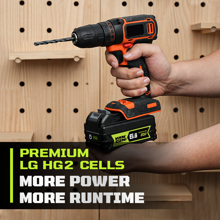 VANON PRO For Black and Decker 20V Max LBXR20 Battery 6Ah Replacement