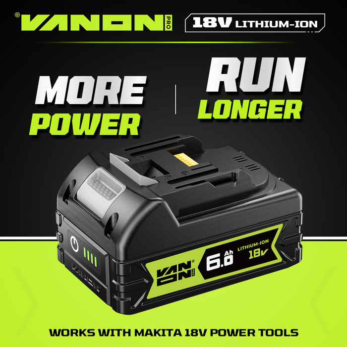 VANON PRO For Makita 18V BL1860B Battery 6Ah Replacement