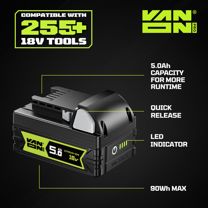 VANON PRO For Milwaukee 18V M18 Battery 5Ah Replacement