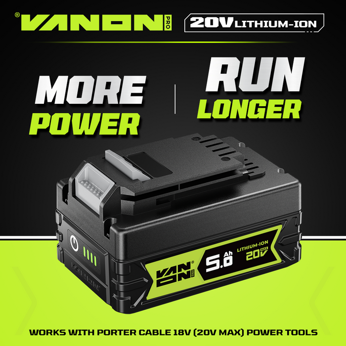 VANON PRO For Porter Cable 20V Max PCC685L Battery 5Ah Replacement