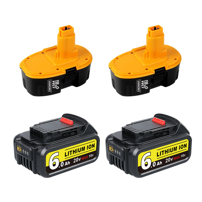 For Dewalt 20V Battery 6Ah Replacement | DCB205 Li-ion Batteries 2 Pack+ For Dewalt 18V XRP 6.0Ah Battery Replacement | DC9096 2 Pack