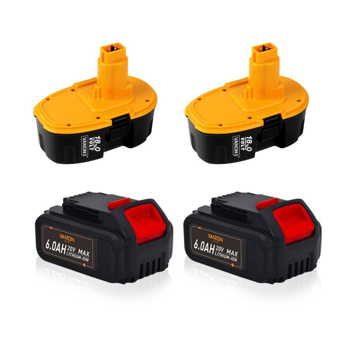 For Dewalt 20V Battery 6Ah Replacement | DCB205 Li-ion Batteries 2 Pack+ For Dewalt 18V XRP 6.0Ah Battery Replacement | DC9096 2 Pack