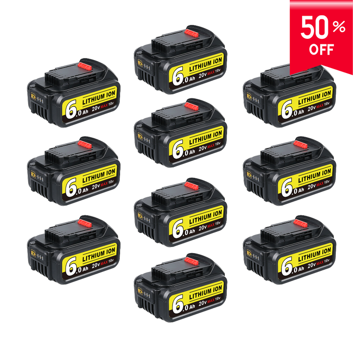 For Dewalt 20V DCB200 Battery 6.0Ah Replacement | DCB205 Batteries 10 Pack