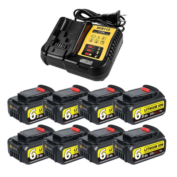 For Dewalt 20V Max Battery | DCB200 Li-ion Battery With DCB112 charger For Dewalt 20V Battery Charger | Replace DCB112 DCB107 DCB105 | CA