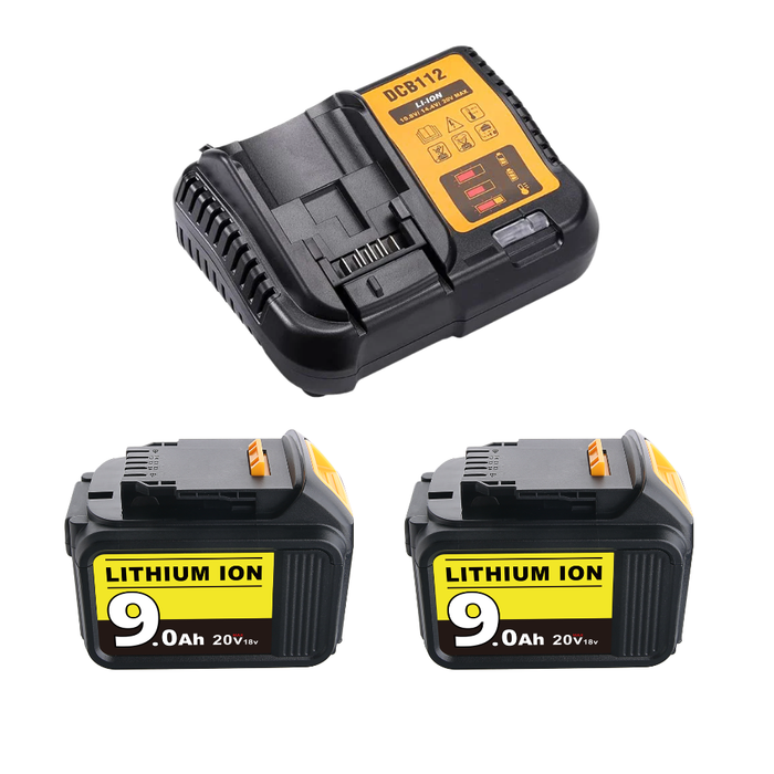 For Dewalt 20V Max Battery | DCB200 9.0Ah Li-ion Battery 2&4 Pack With DCB112 charger For Dewalt 20V Battery Charger | Replace DCB112 DCB107 DCB105