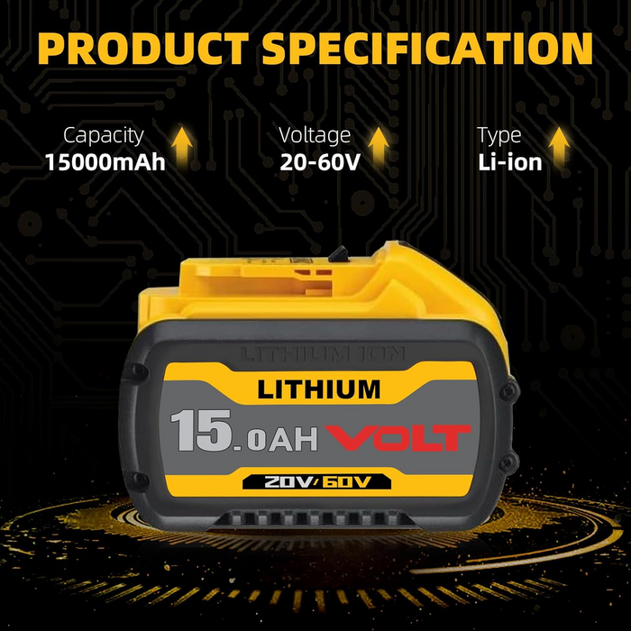 For Dewalt DCB609 20V/60V MAX FLEXVOLT Li-Ion 15.0Ah Battery DCB609-2 DCB606 2Pack