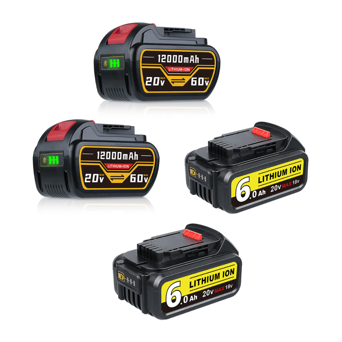For Dewalt 20V Battery 6Ah Replacement | DCB205 Li-ion Batteries 2 Pack+ For Dewalt DCB609 20V/60V MAX FLEXVOLT Li-Ion 12.0Ah Battery DCB609-2 DCB606 2Pack