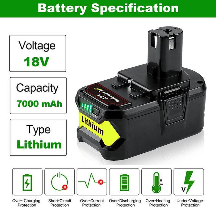 For 18V Ryobi Battery Replacement | P108 7.0Ah Li-ion Battery (New Tech)