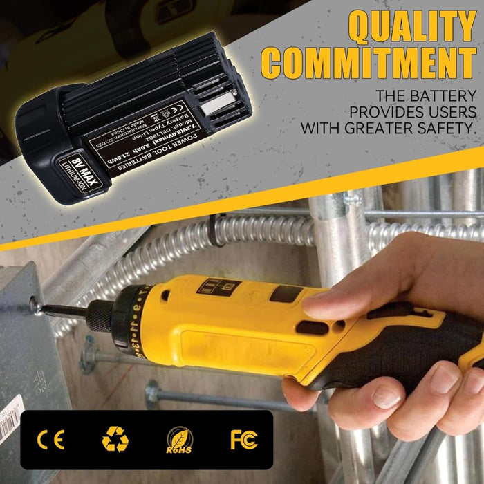 For Dewalt 8V 3.0Ah Battery Replacement 2Pack |  DCB080 DCF680N1 DW4390 DCF680N2 DCL023 DCF680 DCB095 DCF682