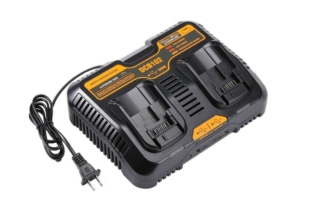 For Dewalt 12V & 20V Max Battery Charger DCB102 | With Dual Port