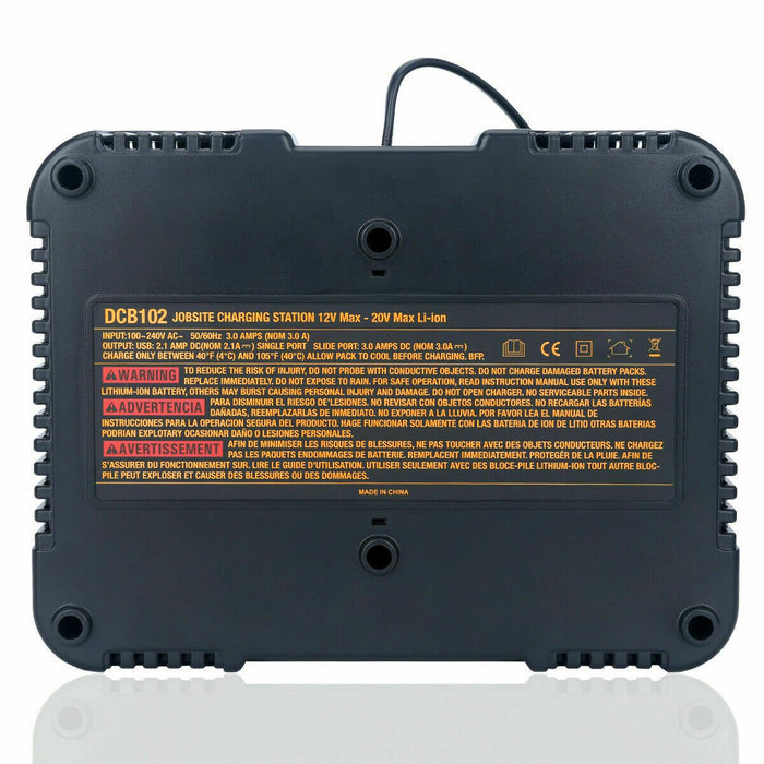 For Dewalt 12V 20V Max Battery Charger DCB102 With Dual Port