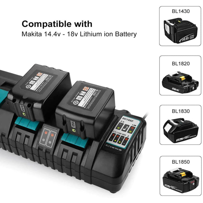 Makita Set Power Source 18V: 4x Batteries BL1840B 4,0Ah + Chargeur double  DC18RD + Makpac