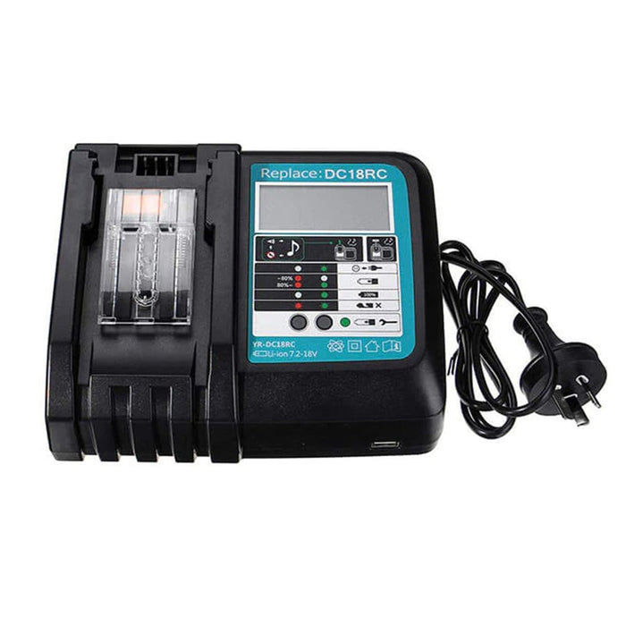 2 Pack For 18V 6Ah Makita BL1860B Battery Repalcement & For Makita DC18RF/RC LI-ION Rapid Replacement Battery Charger | 14.4V-18V With Digital Display