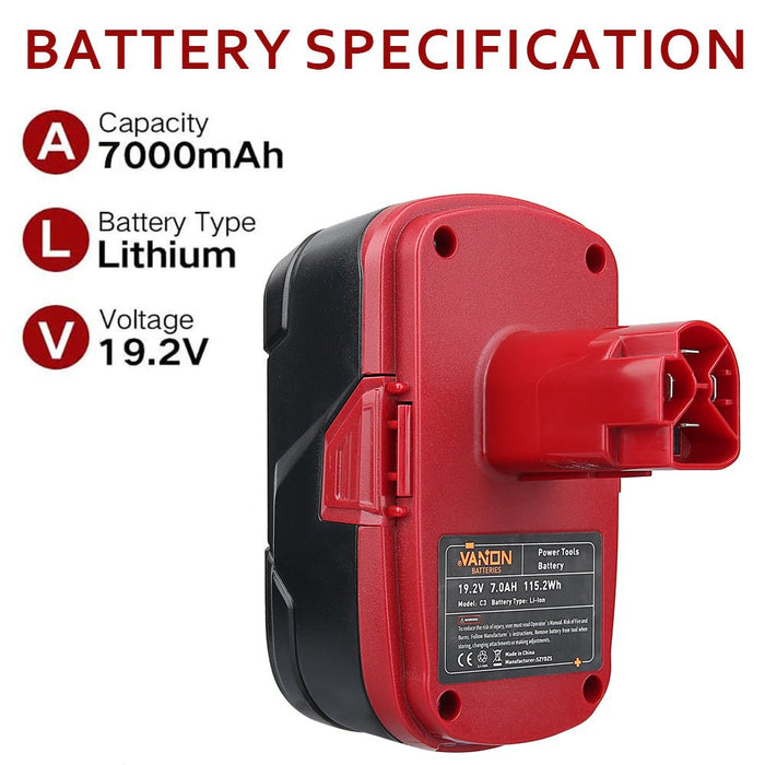 For Craftsman 19.2 Volt Battery Replacement 7Ah | C3 Diehard Batteries 2 Pack