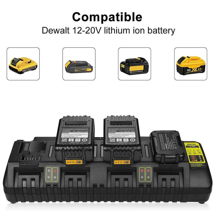 For Dewalt 20V 6.0Ah Battery Replaceemnt DCB203 Li-ion Battery 4&8 Pack With DCB104 4-Port Fast Charger For DeWalt DCB104 12-20V MAX DCB102 DCB204