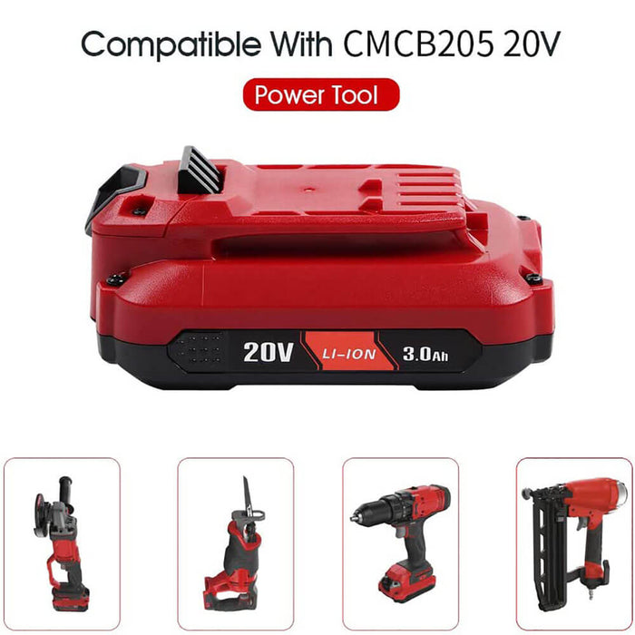 For Craftsman 20V 3.0AH Battery Replacement | CMCB204 CMCB202 CMCB206 V20 LI-ion Battery 2 Pack