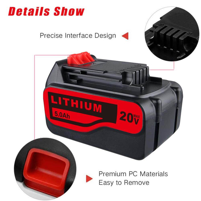 For Black and Decker 20V Battery 5Ah Replacement | LB2X4020 LBXR20 Lithium Battery 2 Pack