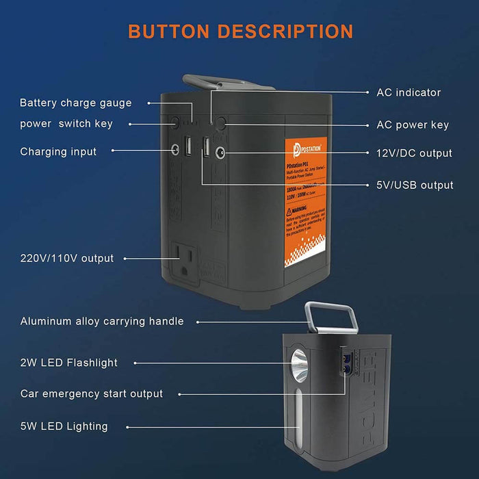 110V 26.8Ah Portable Power Station Solar Generator Backup Battery Source Power Supply