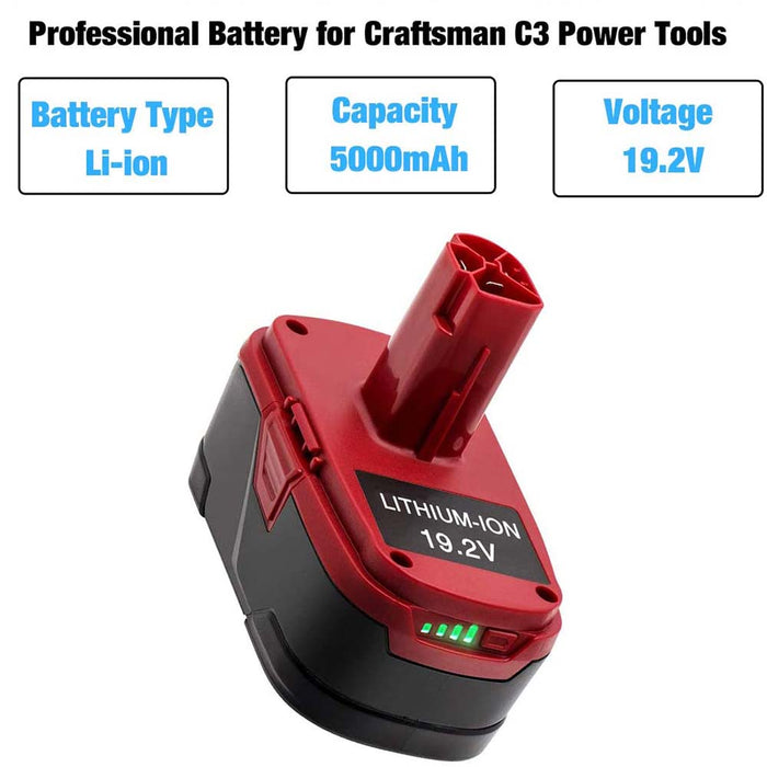 For Craftsman 19.2V Battery 5Ah Replacement | C3 Diehard Battery 11375 PP2025 PP203
