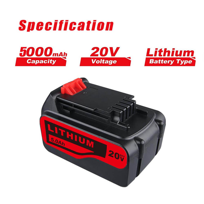 For Black and Decker 20V Battery 5Ah Replacement | LB2X4020 LBXR20 Lithium Battery 2 Pack