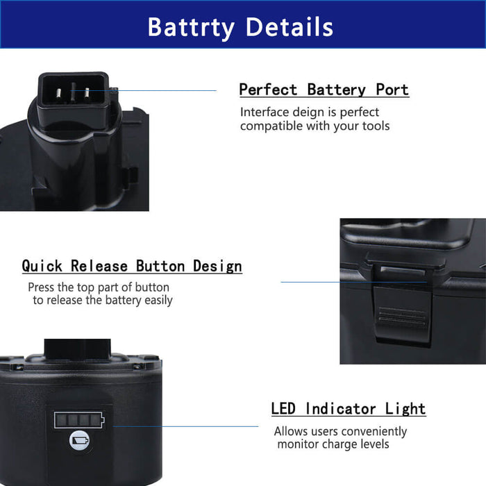 For Dewalt 18V Battery Replacement | DC9096 DC9098 6000MAH Li-ion Battery 2 pack