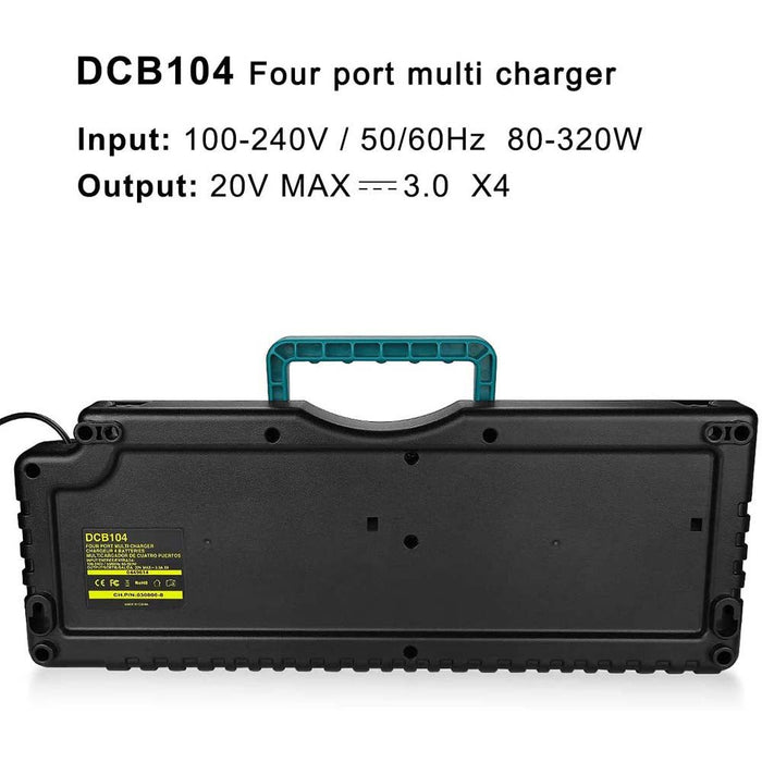 DCB104 Replacement Charger for Dewalt 12V/Dewalt 20V Max 4-Port Li-Ion Fast Charger DCB102 DCB102BP DCB104 DCB107 DCB204 Dewalt 20V Lithium Battery