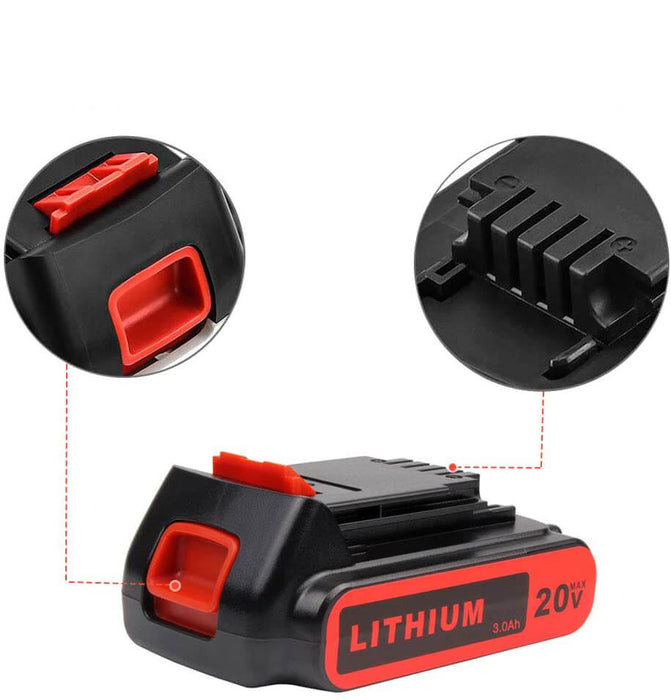 For Black & Decker Battery 20V Replacement 3.0Ah | LBXR20 Li-ion Batteries 2 Pack