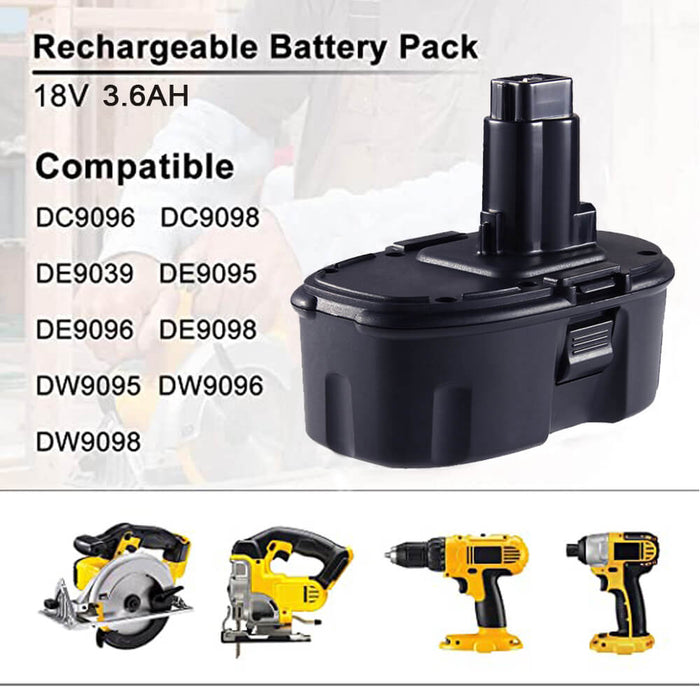 For Dewalt 18V Battery Replacement | DC9099 3600mAh Ni-MH Battery 3 Pack