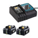 For 18V 6Ah Makita BL1860B Battery Repalcement 2 Pack& For Makita 14.4V-18V Li-ion Battery 6A DC18RC Charger
