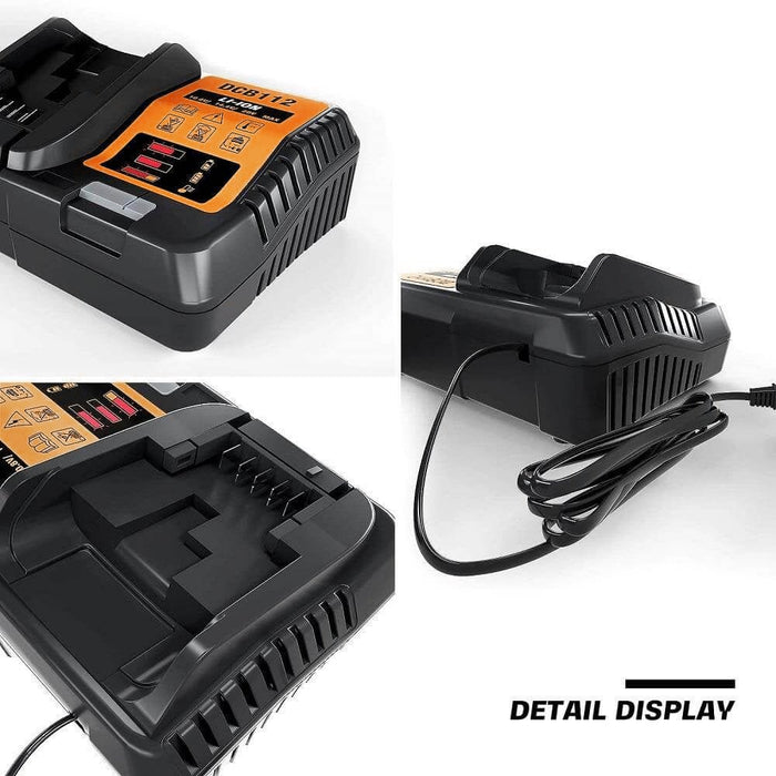 For Dewalt 20V Max Battery | DCB200 6.0Ah Li-ion Battery 4 Pack With DCB112 charger For Dewalt 20V Battery Charger | Replace DCB112 DCB107 DCB105