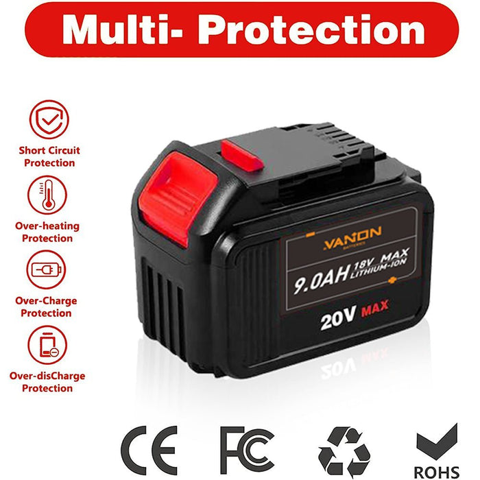For Dewalt 9.0Ah Battery replacement | 20V Max Li-ion Battery DCB200 4 ...