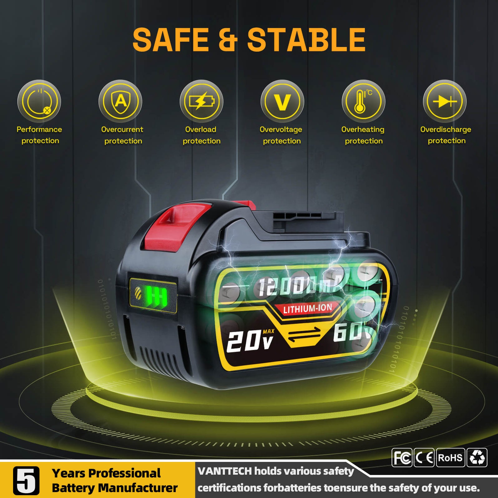 thumbnail image 2 of 9.6Ah Replacement Battery For DEWALT DCB609 20V/60V MAX FLEXVOLT – 5-Year Warranty 2 of 5