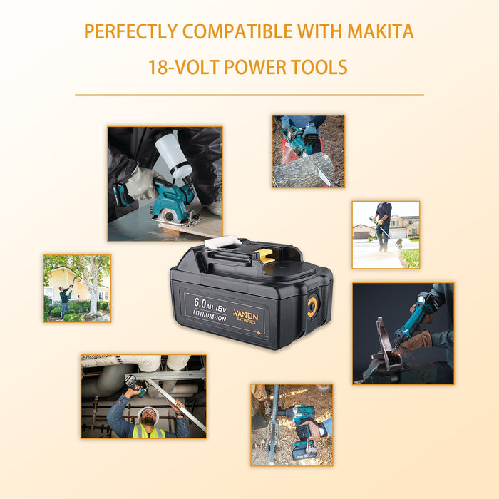 For Makita 18V Battery 6Ah Replacement  BL1860 Battery 6 Pack — Vanon- Batteries-Store
