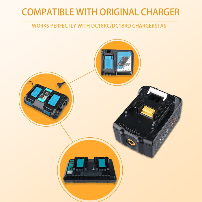 Batterie Makita 18V 5.0Ah Li-Ion - Compatible BL1850B BL1860B - Alternative Haute Performance, 800 Cycles - 4