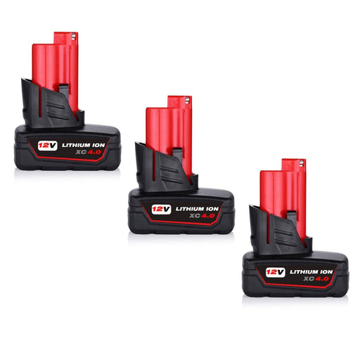 For Milwaukee 12V 4.0Ah Battery Replacement | M12 Li-ion Battery 3 Pack
