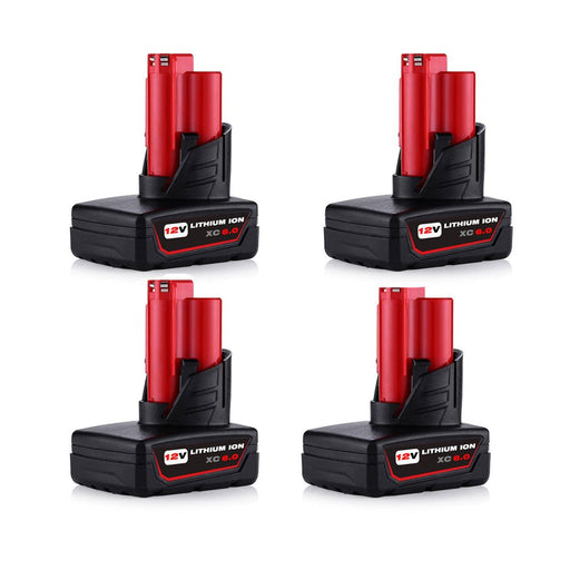 For Milwaukee 12V Battery Replacement | M12 6.0Ah Li-ion 4 Pack