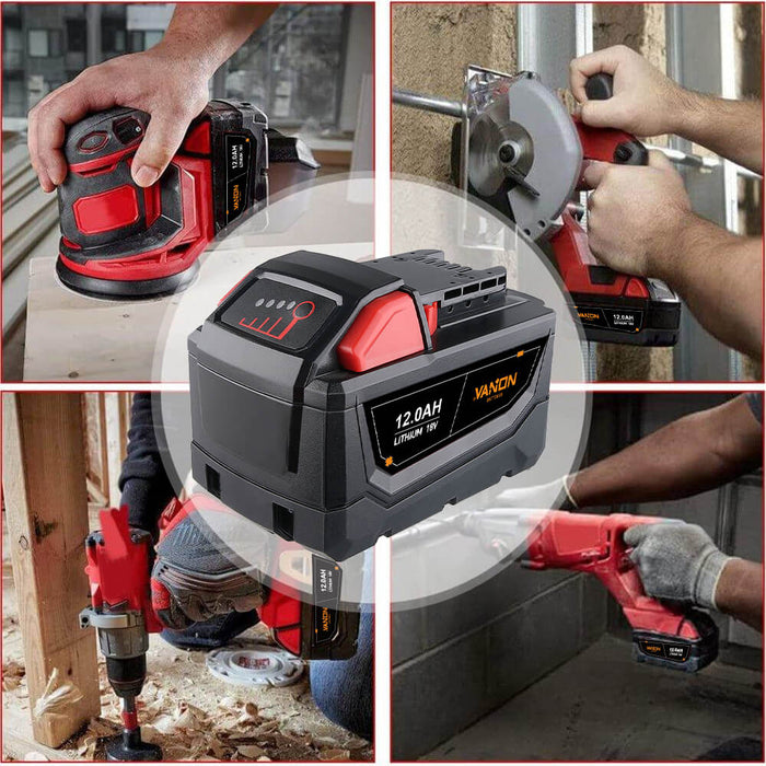 For Milwaukee 18V Battery 12Ah Replacemnt M18 Batteries — Vanon