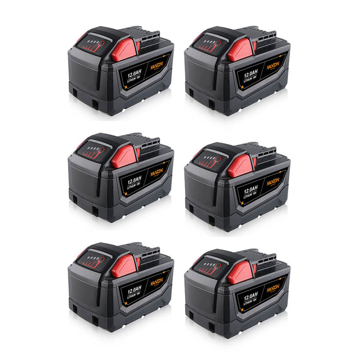 For Milwaukee 18V Battery 12Ah Replacemnt | M18 Batteries 6Pack
