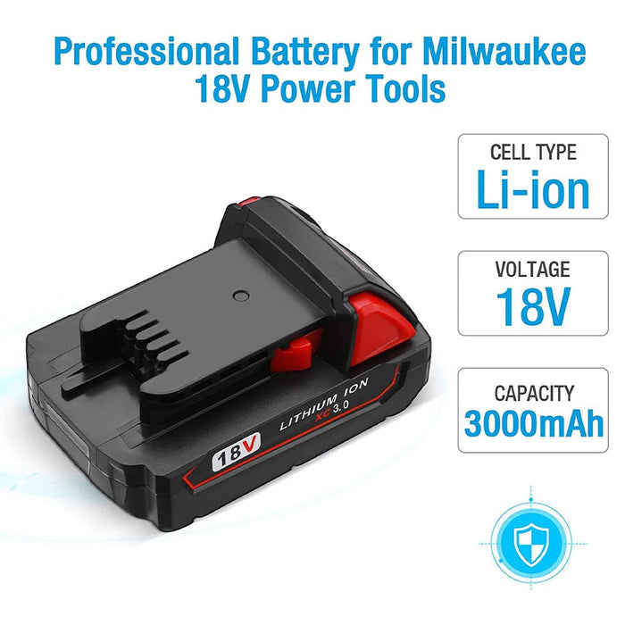 For Milwaukee 18V Battery 3Ah Replacement | M18 Batteries 6 Pack