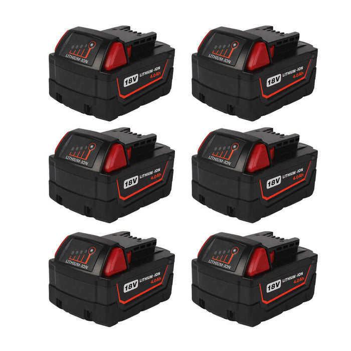 For Milwaukee 18V Battery 4Ah Replacement | M18 Batteries 6 Pack