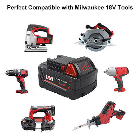 For Milwaukee 18V Battery 6Ah Replacement M18 Battery Pack