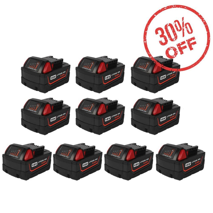 For Milwaukee 18V Battery 9Ah Replacement | M18 Batteries 10 Pack